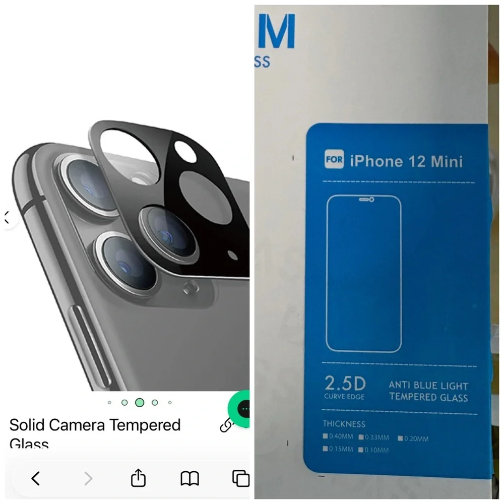 iPhone 12 mini anti blue light tempered glass & loopy camera lense protector new